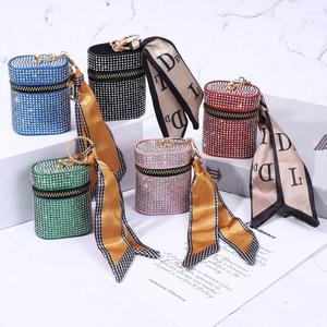 Sang Trọng Long Lanh Kim Cương PU Da Son Môi Chủ <span class=keywords><strong>Keychain</strong></span> Với Tình Yêu Phông Chữ Sáng Bóng Kim Cương Với Chuỗi Ngọc Trai Phụ Kiện - Product Image 4