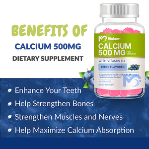 Oem Canxi Vitamin D3 Gummies trong Berry hương vị cấp thực phẩm không biến đổi gen có thể đóng Gói tăng cường Răng Tăng cường xương cơ bắp dây thần kinh - Product Image 5