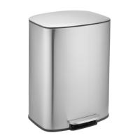 Grande poubelle en acier inoxydable de 50L Poubelle de recyclage Poubelle de cuisine en acier inoxydable en métal de 13 gallons avec couvercle souple