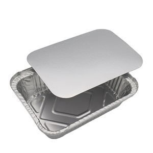 Bandejas Rectangulares de Papel de Aluminio Reciclable de 2 1/4 LB, Plateadas, para Comidas Rápidas, Contenedor de Alimentos de Papel de Aluminio con Tapa - Product Image 2