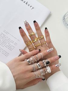 Dylam Fashion Minimalist Jewelry S925 <b>Silver</b> Rhodium 18K Gold Plated Irregular Wide Concave Convex <b>Adjustable</b> Women <b>Rings</b> - Product Image 2