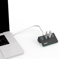 FIDECO USB 3,0 Concentrador de 4 puertos de alta velocidad 5Gbps Transferencia DE DATOS Elegante construcción de aluminio Plug & Play para Windows/Mac/Linux