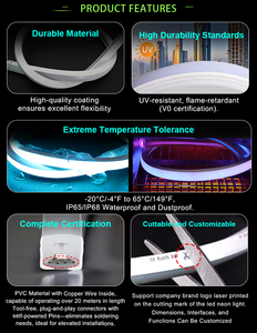 Neon băng ánh sáng tùy chỉnh ngoài trời không thấ<span class=keywords><strong>m</strong></span> nước rgbic LED Strip ánh sáng Neon Flex Luces trang trí vườn Rope Strip tùy chỉnh neon ánh sáng - Product Image 3