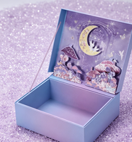 Dossiers à couvercle rigide dégradé violet-bleu rêveux, fabriqués en carton de haute qualité, avec poignée et découpe de précision pour le montage
