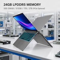 Ordinateurs portables professionnels OEM/ODM avec écran IPS 16 pouces 2560x1600 16:10, processeur Intel Core Ultra 5 225H, Windows 11, 24 Go de mémoire LPDDR5
