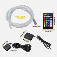 Kit d'éclairage d'ambiance intérieur de voiture 4-en-1 LED RGB à fibres optiques effet ciel étoilé avec contrôle vocal et application, lampe de toit étoilée pour voiture