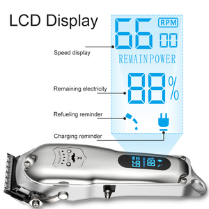Nouvelle coupe de cheveux sans fil professionnelle Rechargeable USB Salon vente en gros or tout en métal avec tondeuse à cheveux Lcd tondeuse - Product Image 6