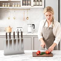 Porte-couteaux magnétique universel double face, porte-couteaux de grande capacité en acier inoxydable SUS304 pour ustensiles de cuisine