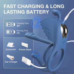 Мужское вибрирующее кольцо с клиторальным стимулятором - Product Image 6