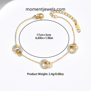 womens round gold <b>bracelet</b> rhinestone inlaid simple elegant jewelry suitable for party daily wear and special occasions - Product Image 5