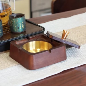 Cendriers en bois massif de style chinois sur mesure, cendriers anti-cendres volantes pour la maison et le bureau, cendriers haut de gamme pour salon - Product Image 5