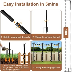 Guirlande légère en métal pour <span class=keywords><strong>ficelle</strong></span> extérieure avec fourche suspendue pour patio arrière-cour jardin pont fête mariage - Product Image 5