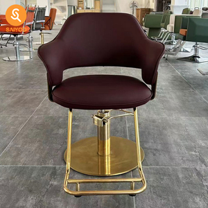Chaise de salon de luxe moderne avec base en or et repose-pieds pour coiffure et barbier - Product Image 2
