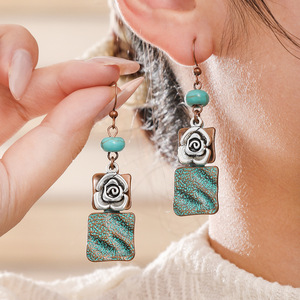 Boucles d'oreilles pendantes bohèmes en alliage, motif géométrique, plaqué cuivre antique, ensemble de boucles d'oreilles pendantes tendance pour femmes - Product Image 3