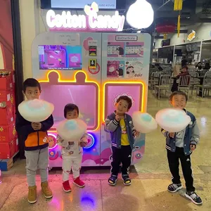 Full Automatic Fairy Commercial Cotton Candy Floss Vending Machine Factory Cotton Candy Machine