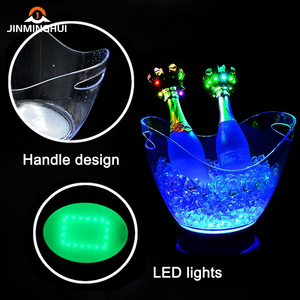 Source Factory Custom Logo Nightclub Restaurant Bar Acrylic <strong>Plastic</strong> <strong>Mini</strong> Boat Shape Printed Led Ice Bucket for VIP Service - Product Image 5