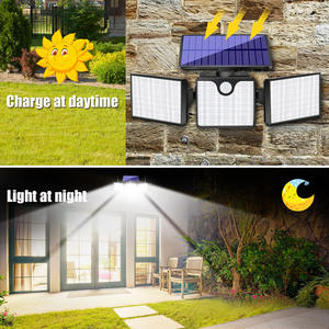 <span class=keywords><strong>Applique</strong></span> murale solaire de cour à 3 têtes, étanche, 266 LED, lumière élevée, pour garage, jardin et patio. - Product Image 6