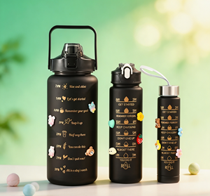 Botella de Agua Deportiva Portátil con Degradado de Color, Ecológica, Apta para Lavavajillas, Juego de 3 Piezas, Motivacional, 3 en 1, 2000ML, 900ML, 280ML - Product Image 5