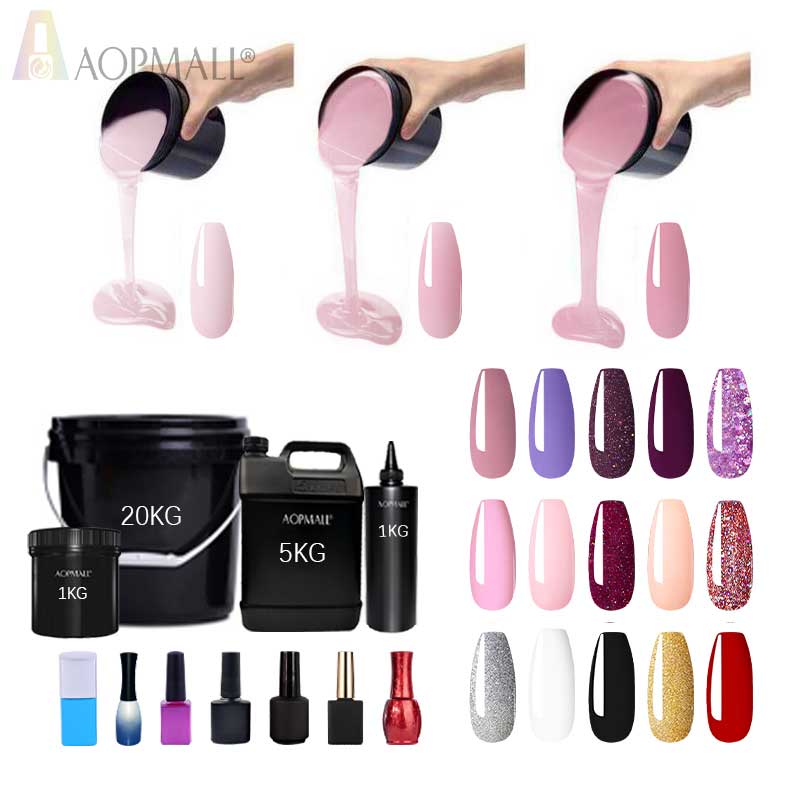 AOPMALL Raw Material Color Wholesale Gel Polish UV/LED Poly Gel 1KG 5KG 10KG Nail Art UV Gel Polish