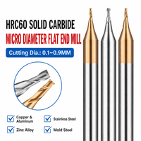 Fraise à micro-embout HRC60 à 2 cannelures en carbure de tungstène 0,1-0,9 mm pour usinage de précision de l'acier et de l'aluminium
