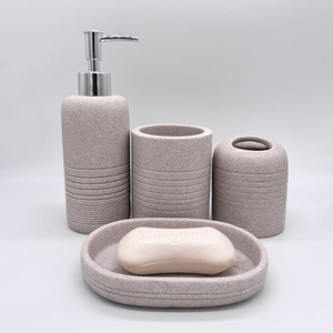 Juego de baño de cuatro piezas de imitación de piedra, estilo europeo informal, kit de baño para el hogar, juego de botellas para loción de baño - Product Image 4