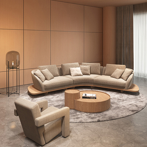 आउटडोर उद्यान लकड़ी के underframe घुमावदार खंड सोफे फर्नीचर कमरे में रहने वाले सोफे - Product Image 4