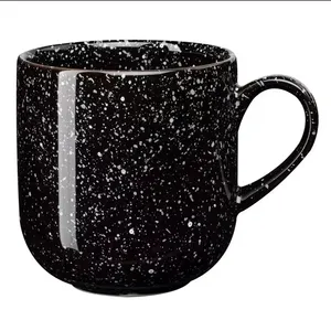Custom logo Spray point black and white porcelain milk coffee cup ceramic mug