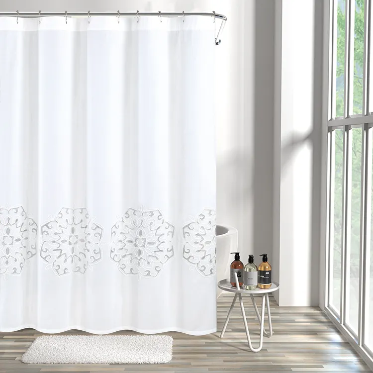 New High Quality Unique Fashion New Product Printing Shower Curtain With Grommets Waffle Texture
