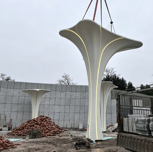 Installation d'art métallique moderne pour place urbaine, grande sculpture d'arbre abstraite en acier inoxydable, architecture paysagère extérieure - Product Image 4