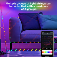 Guirlande lumineuse LED intelligente à commande par application, décoration de Noël, éclairage de fête imperméable RGBIC pour intérieur et extérieur