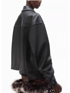 Popular Products Custom Made Polo-collar <strong>Leather</strong> Coat Elephant Skin Pattern Genuine Sheep Skin <strong>Jacket</strong> for <strong>Women</strong> - Product Image 4
