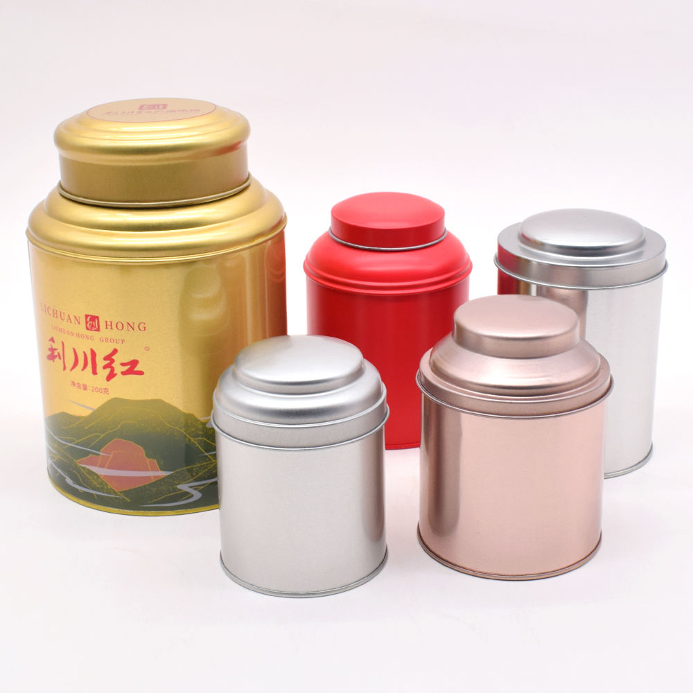 tea tin container double lid