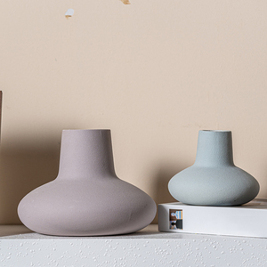 Vase en céramique de bureau de haute qualité ornements nordiques aux tons froids Vase à fleurs atmosphère mariage support en bois écologique - Product Image 4