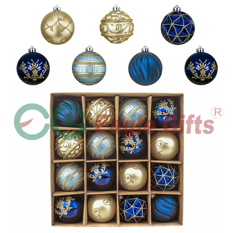 EAGLEGIFTS New Year Decor 2025 Blue Gold Luxury 80mm Christmas Ornaments Christmas Things Wholesale Christmas Ball Set