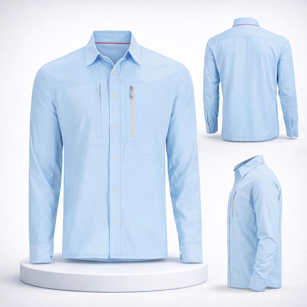 Chemise De Pêche Huk Homme – Bleu/vert, Manches Longues, Performance, UV – Taille L