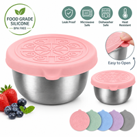 Gobelet à condiments en acier inoxydable de qualité alimentaire avec couvercle en silicone sans BPA, récipient anti-fuite pour vinaigrette, sauce, repas et aliments pour bébé