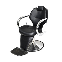 Fauteuil de Barbier Commercial Moderne Réglable avec Repose-Pieds Rotatif, Cadre en Acier Inoxydable, Siège en Mousse Haute Densité et Fonction de Levage