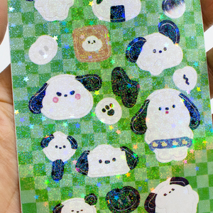 Feuilles d'autocollants en vinyle holographique imperméable imprimées sur mesure, PVC auto-adhésif, découpe à la demande, facile à décoller, paillettes - Product Image 4