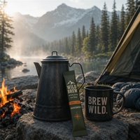 Brand New Coffee Stick Bag Tear Notch 2g Single Serve Olive Green Trail Instant Coffee Sachet Packaging Bags for Camp Brand OEM