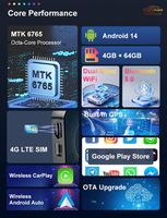 صندوق الذكاء الاصطناعي 2026 4 في 1 بذاكرة 4 جيجابايت و64 جيجابايت، صندوق ذكي سحري صغير للسيارة مع نظام CarPlay وأندرويد 14 وفتحة بطاقة SIM وواي فاي مزدوج 4G