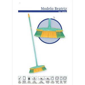 ไม้กวาดโมเดลเบียทริซ ขนาด 45 นิ้ว ด้ามพลาสติก ขนแปรงสีเขียวเหลือง อุปกรณ์ทำความสะอาดพื้น - Product Image 2