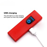 Briquet électrique rechargeable en gros, charge USB, fumoir, briquet sans flamme USB avec lumière LED