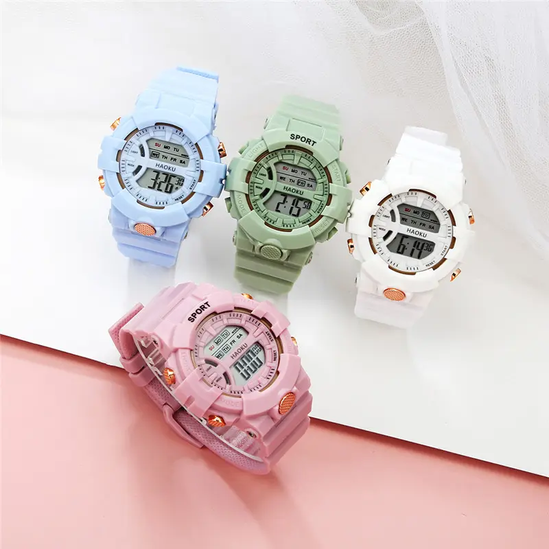 Wj-9968 Wholesale Silicone Band Waterproof Custom Logo Girls Boys Digital Watch Providers Sport Led Digital Watch