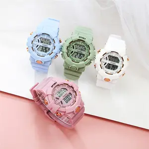 Wj-9968 En Gros Bande de Silicone Étanche Logo Personnalisé Filles Garçons Numérique Montre Fournisseurs Sport Led Montre Numérique