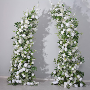 Arche de fleurs artificielles moderne en forme de corne de rose, blanche et verte, pour mariage, Saint-Valentin, toile de fond, arche décorative hautement réaliste pour événements - Product Image 3