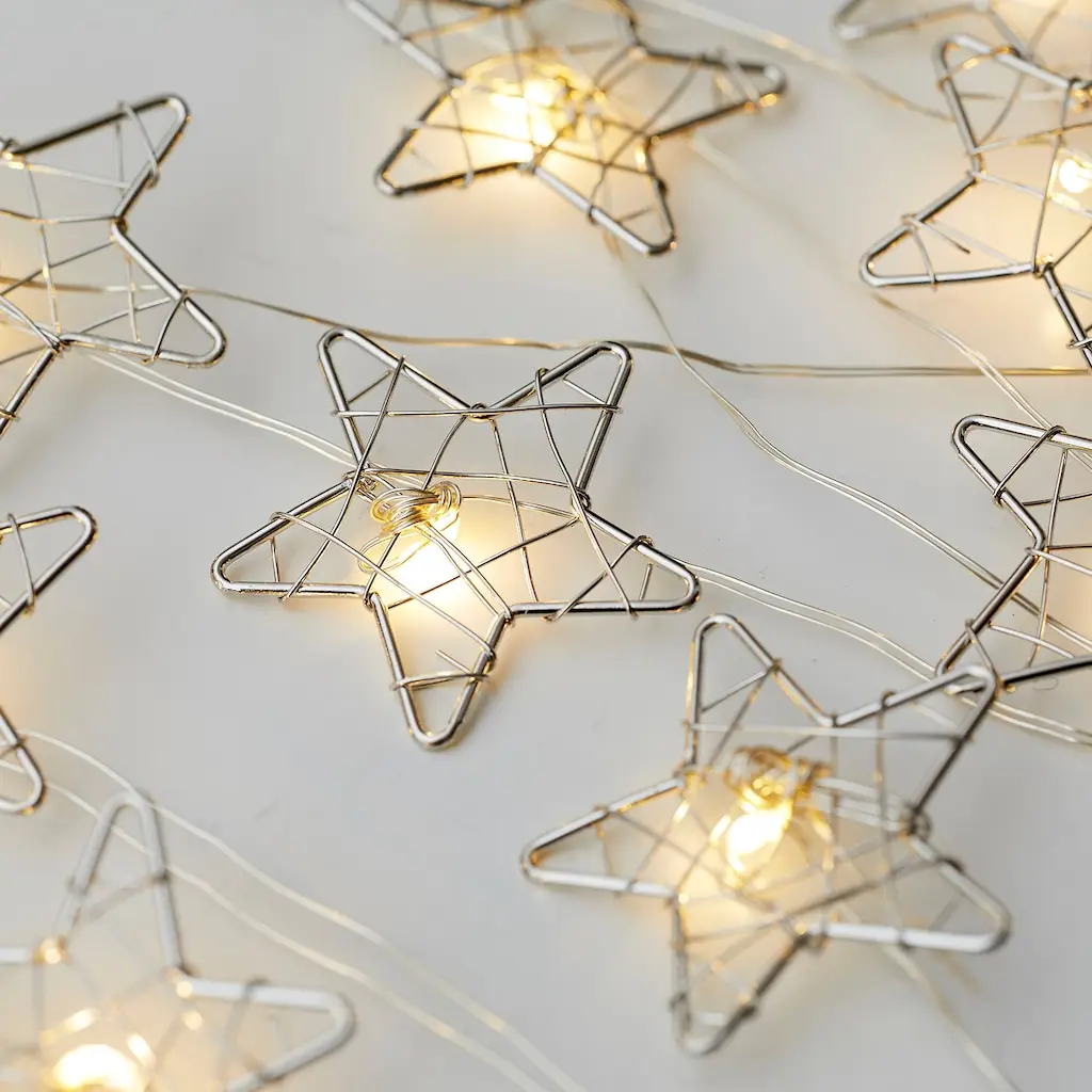 Popular venda quente indoor Mini Metal estrela LED fada cobre fio luz string cadeia luzes feriado decorativo festival