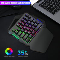 Honcam Clavier de jeu à une main RVB rétroéclairé 35 touches Mini clavier de jeu portable Contrôleur de jeu ergonomique pour PC Gamer