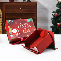 Boîte cadeau en papier pliable magnétique à motif de Noël imprimé UV en quatre couleurs, écologique et recyclable
