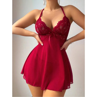 Ensemble de lingerie babydoll sexy avec boucle cœur pour femme, en maille transparente et dentelle, à ourlet plissé, robe de soirée et vêtements de nuit, vente en gros, personnalisation OEM