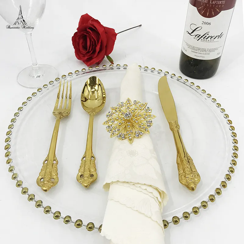 Servilleteros de Metal dorado para mesa, hebilla de servilleta para fiesta de boda, restaurante, decoración del hogar